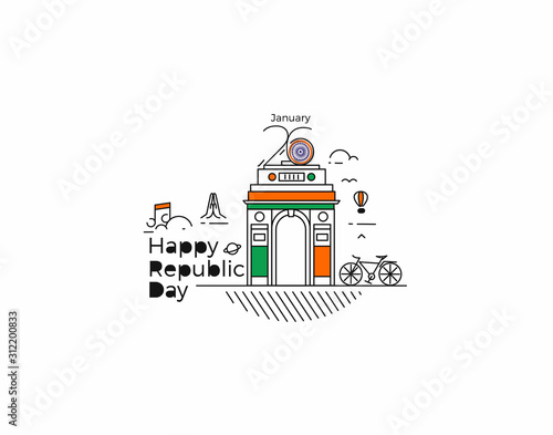 26 january Republic day concept - India Gate at New Delhi. 1920s triumphal arch and war memorial