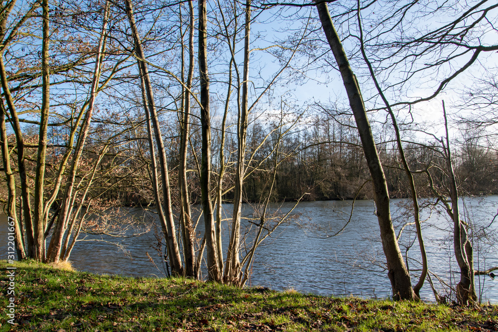 Wanderung durch das Naturschutzgebiet Bustedter Holz mit dem idyllischen See und Brandbach bei Bünde in Ostwestfalen. Wanderung durch das Naturschutzgebiet Bustedter Holz mit dem idyllischen See und Brandbach bei Bünde in Ostwestfalen.