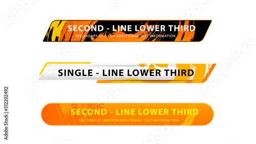 Vector video headline title or television news bar design template isolated on white background