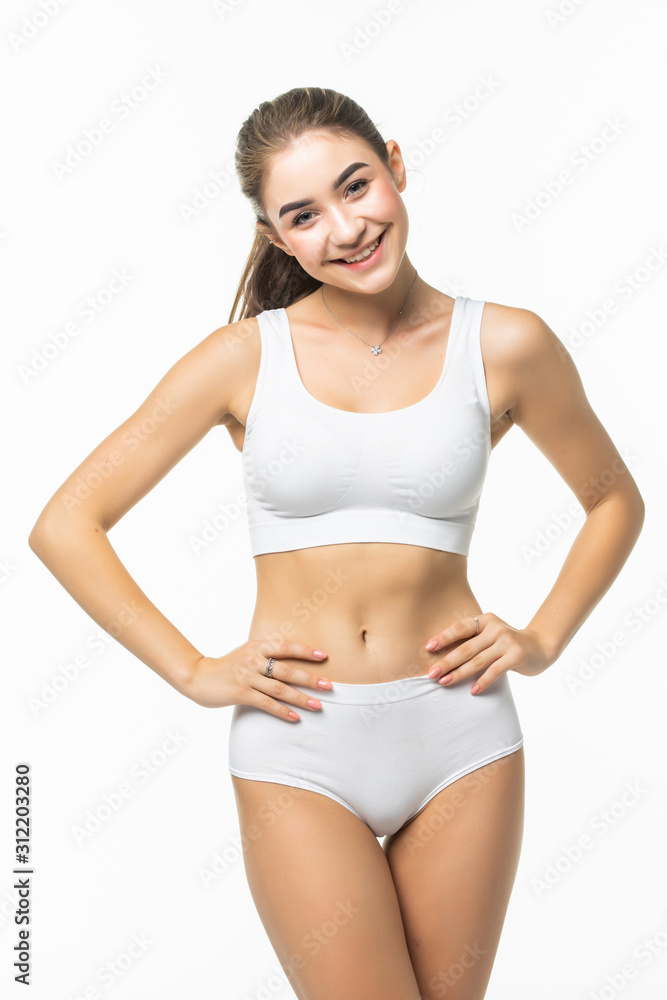 Fotografia do Stock: Attractive young woman in white underwear