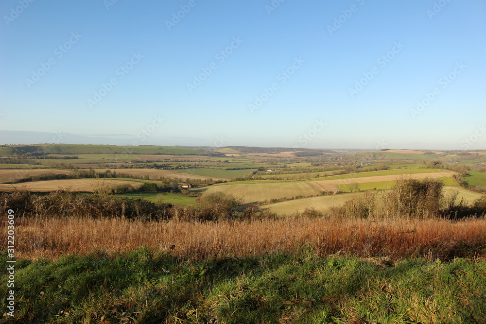 A view from Butser Hill in Hampshire looking east over the South Downs National Park