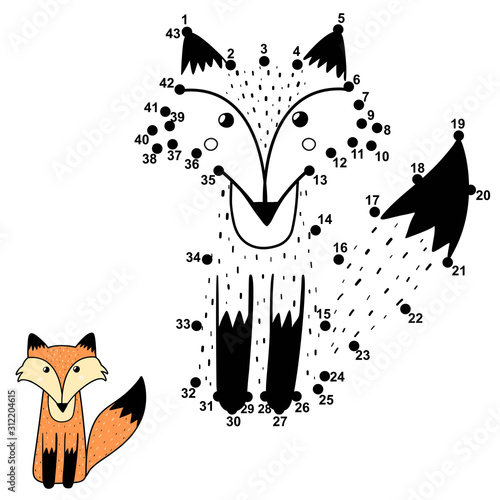 Numbers game for kids with a cute fox