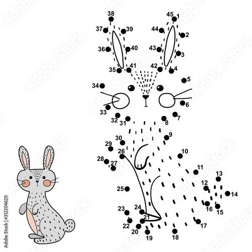 Numbers game for kids with a cute rabbit