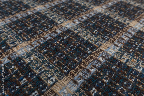 Backside of tartan fabric with textile texture background