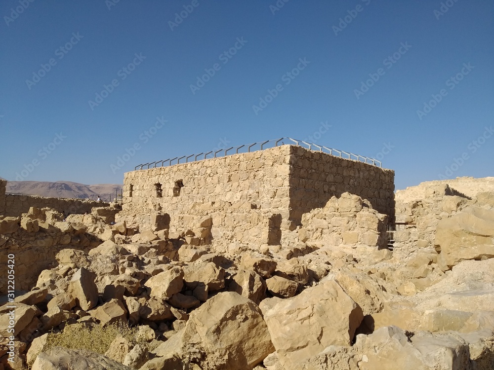 Masada National Park, Israel December 23th 2019 - A view of the ruins of Masada Fortress built by the great King Herod in Israel