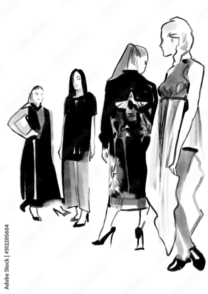 Fashion show sketch isolated