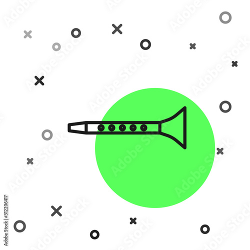 Black line Clarinet icon isolated on white background. Musical instrument. Vector Illustration