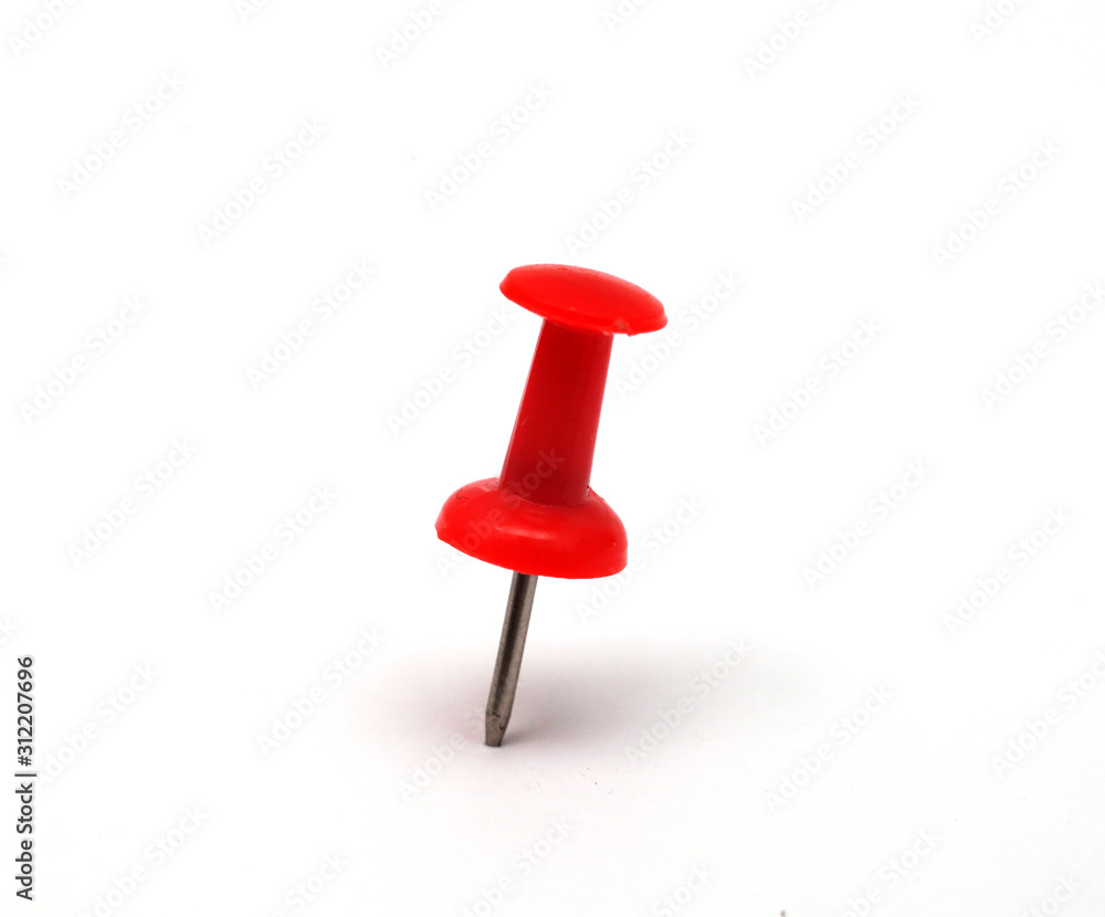 red pin on a white background, macro, isolate red pin on a white background, macro, isolate