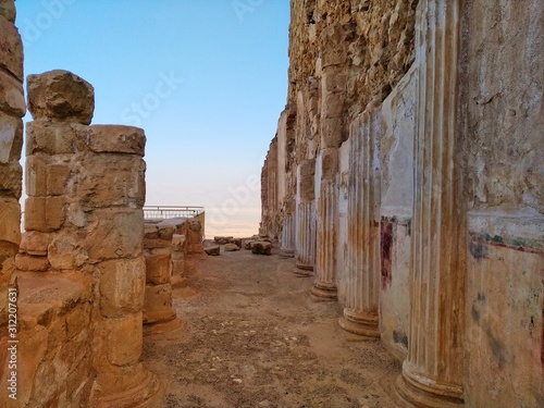 Masada National Park, Israel December 23th 2019 - The ruins of the palace of King Herod's