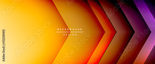 Arrow lines, technology digital template with shadows and lights on gradient background. Trendy simple fluid color gradient abstract background with dynamic straight shadow lines effect
