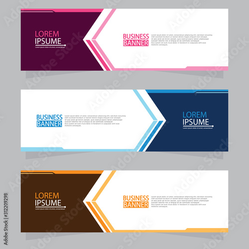 Vector abstract design web banner template. Web Design Elements - Header Design. Abstract geometric web banner template on grey background.Modern banner.