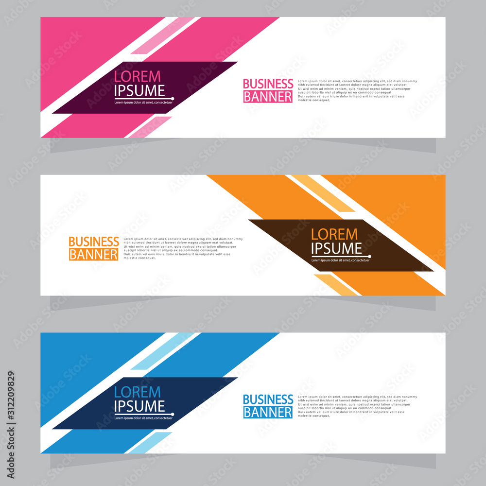 Fototapeta premium Vector abstract design web banner template. Web Design Elements - Header Design. Abstract geometric web banner template on grey background.Modern banner.