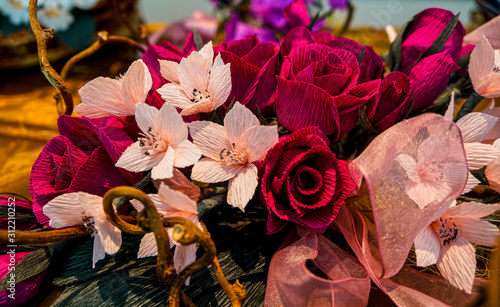 Paper flowers for the Festa de Santa Croce in Carziano, Brescia (Italy) photo