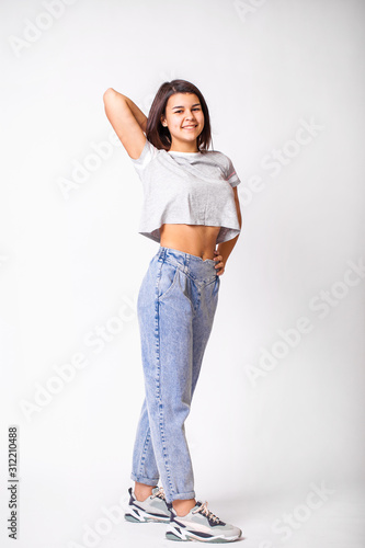 Beautiful girl in blue jeans