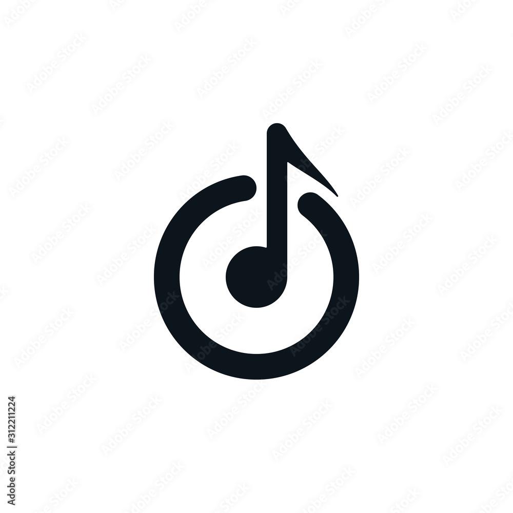 Musical note icon power switch symbol Musical note icon power switch symbol