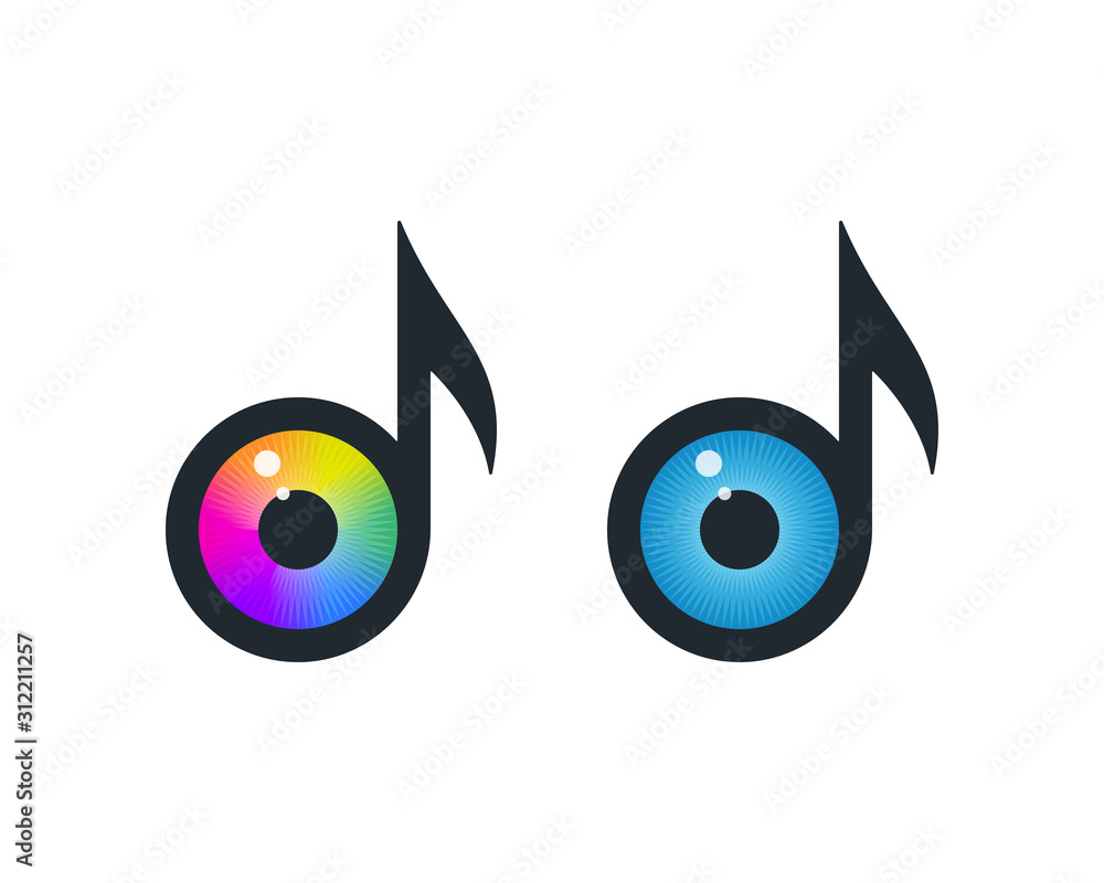 Fototapeta premium Musical note icons with eyeballs