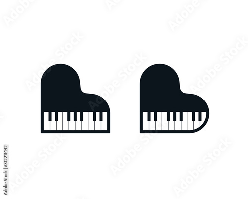 Classical and heart shaped piano icons