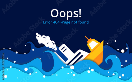 Error 404 page layout vector design. Website 404 page creative concept. The page you requested could not be found. Oops 404 error page.