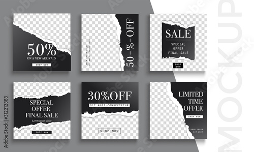 Sale banner layout design. Set of social media web banners for shopping, sale, product promotion. 