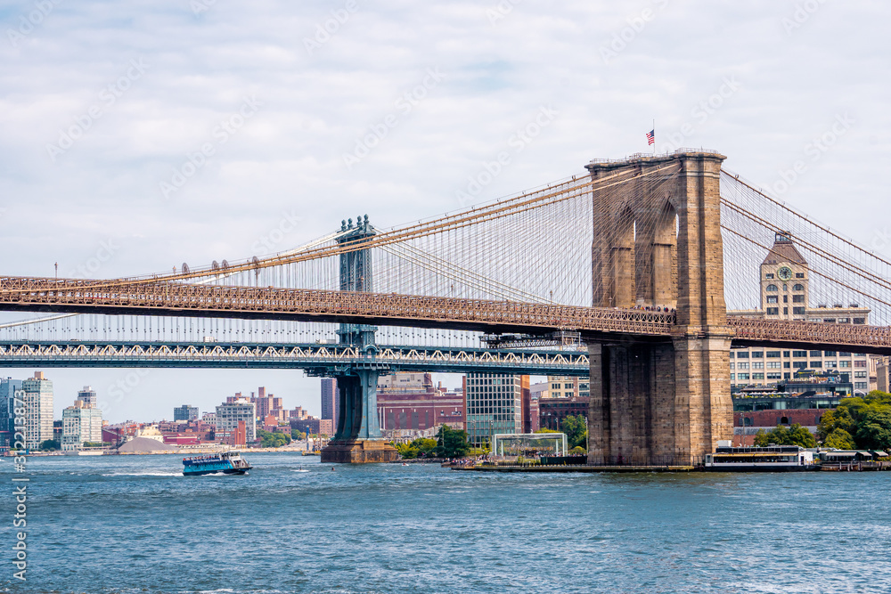 View of Brooklyn bridge and Brooklyn from Manhattan side in New york city