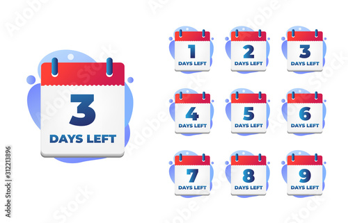 Set of number days left countdown vector illustration template, can be use for promotion, sale, landing page, template, ui, web, mobile app, poster, banner, flyer