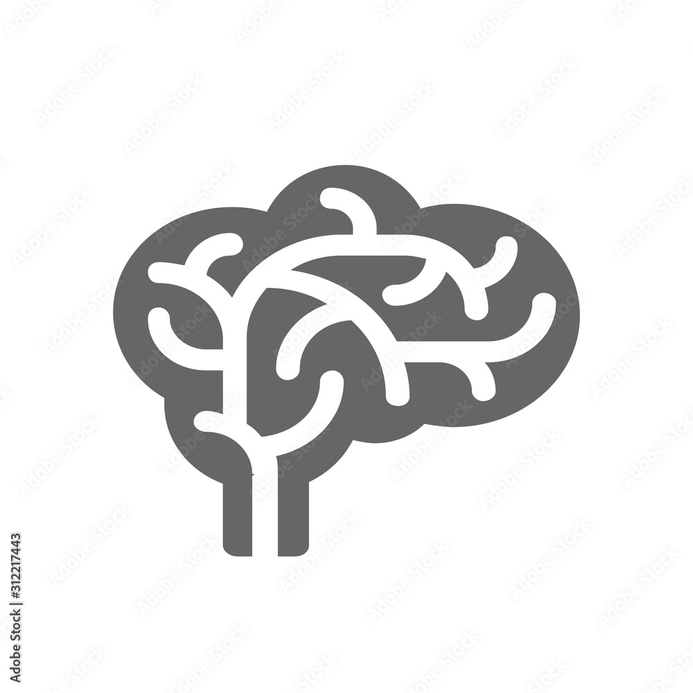Vector outline illustration of human brain on white background Stock ...