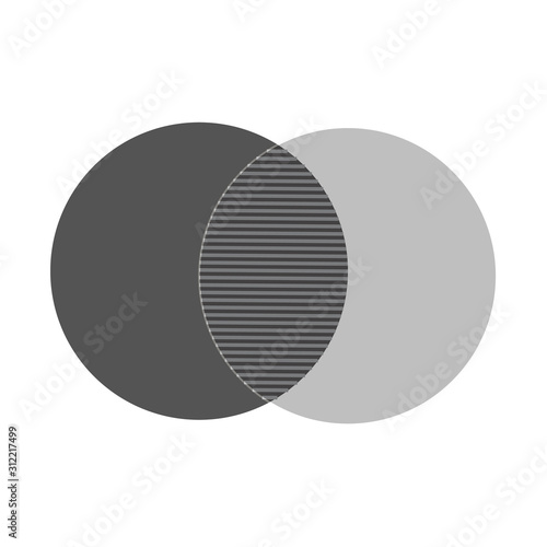 black concentric lines with different thickness that makes a two intersected rings. abstract halftone geometric shapes. suitable for logo, product branding etc.