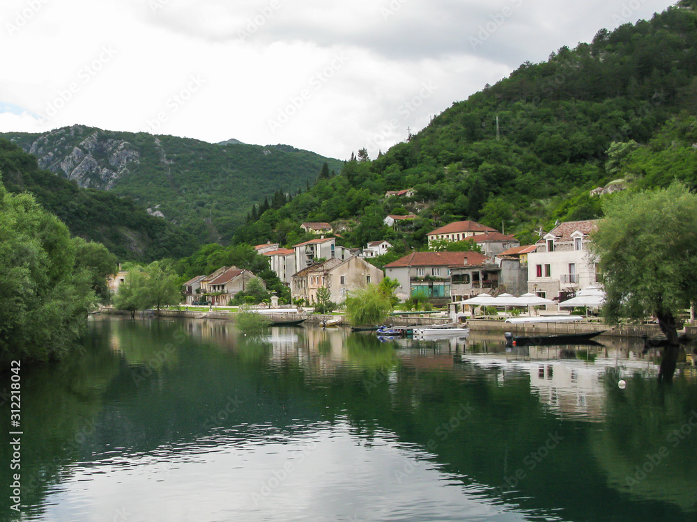 magnificent view of Skadar Lake and Rijeka Crnojevića city, montenegro