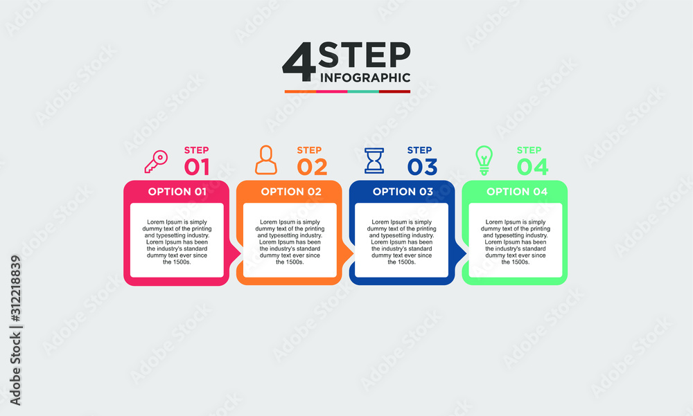 Obraz premium 4 step infographic element. Business concept with 4 options and number, steps or processes. data visualization. Vector illustration.
