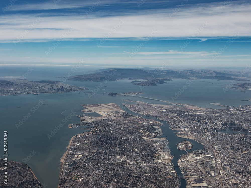 Aerial View of Oakland and The San Francisco Bay Area from the southeast