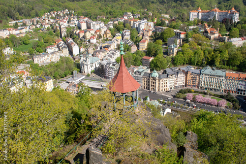 Panoramic view of Karlovy Vary in Czech Republic