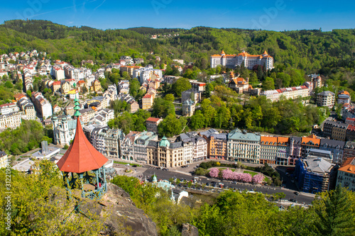 Panoramic view of Karlovy Vary in Czech Republic
