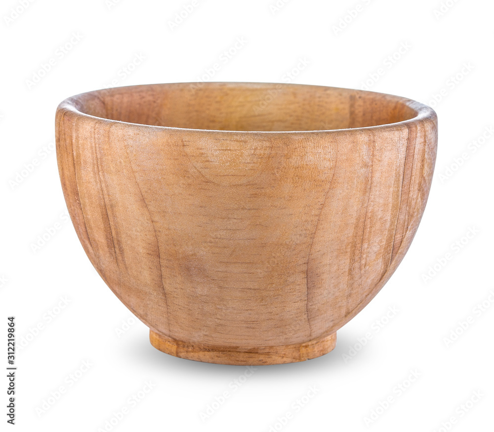 Wooden bowl isolated on white background Wooden bowl isolated on white background