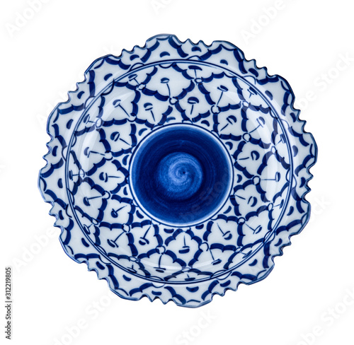 thai plate on white background,top view