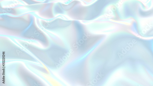 3D render beautiful folds of white silk in full screen, like a beautiful clean fabric background. Simple soft background with smooth folds like waves on a liquid surface. Nacre 2