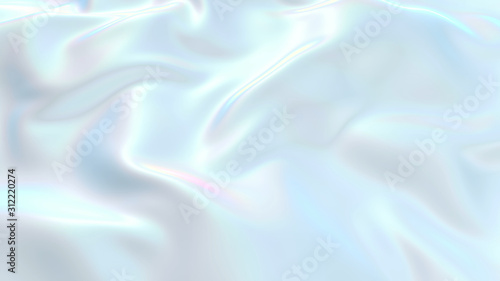 3D render beautiful folds of white silk in full screen, like a beautiful clean fabric background. Simple soft background with smooth folds like waves on a liquid surface. Nacre 4