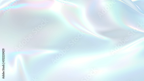 3D render beautiful folds of white silk in full screen, like a beautiful clean fabric background. Simple soft background with smooth folds like waves on a liquid surface. Nacre 61