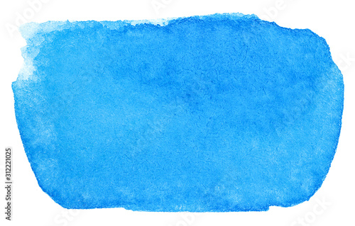 blue spot of watercolor paint with texture for design element