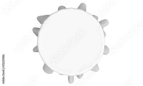 3d rendering. aerial view of empty white table cloth use in wedding party with clipping path isolated on white background.