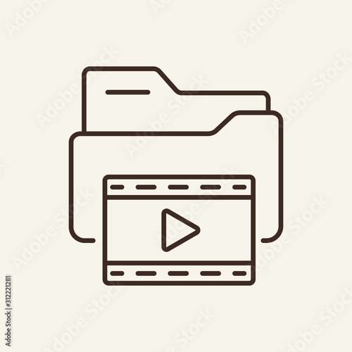 Folder with video files thin line icon