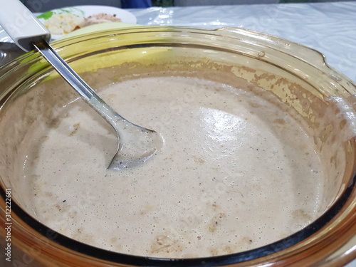 Mushroom soup in a pot