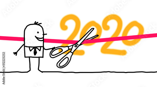 HAMMY CARTOON BUSINESSMAN INAUGURATING 2020 photo