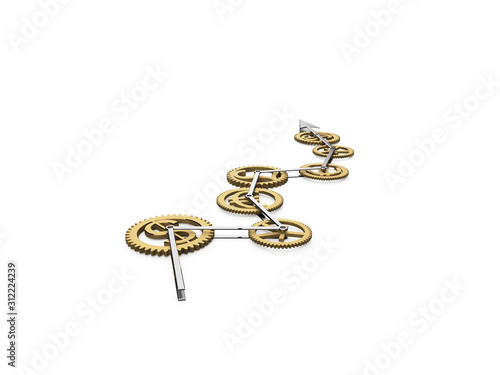 3d render of growing currency exchange chart with cogwheels