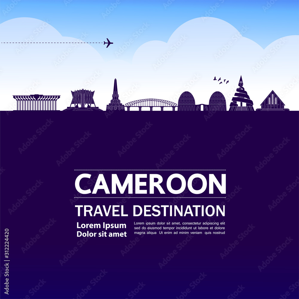 Obraz premium Cameroon travel destination grand vector illustration.