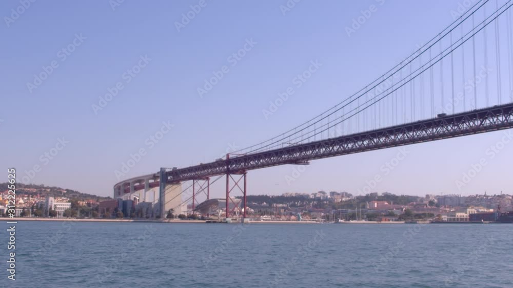 Lisbon bridge shot at the river tejo by boat. Lisbon bridge shot at the river tejo by boat.