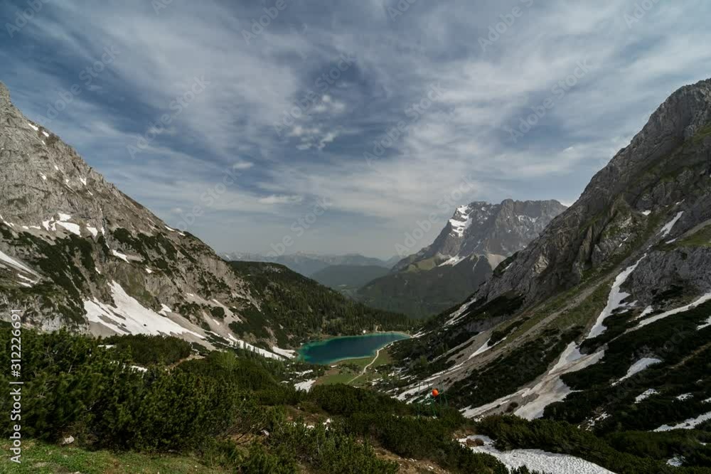 Time lapse of lake seebensee near coburger hütte hut ehrwald in the austrian alps. Time lapse of lake seebensee near coburger hütte hut ehrwald in the austrian alps.