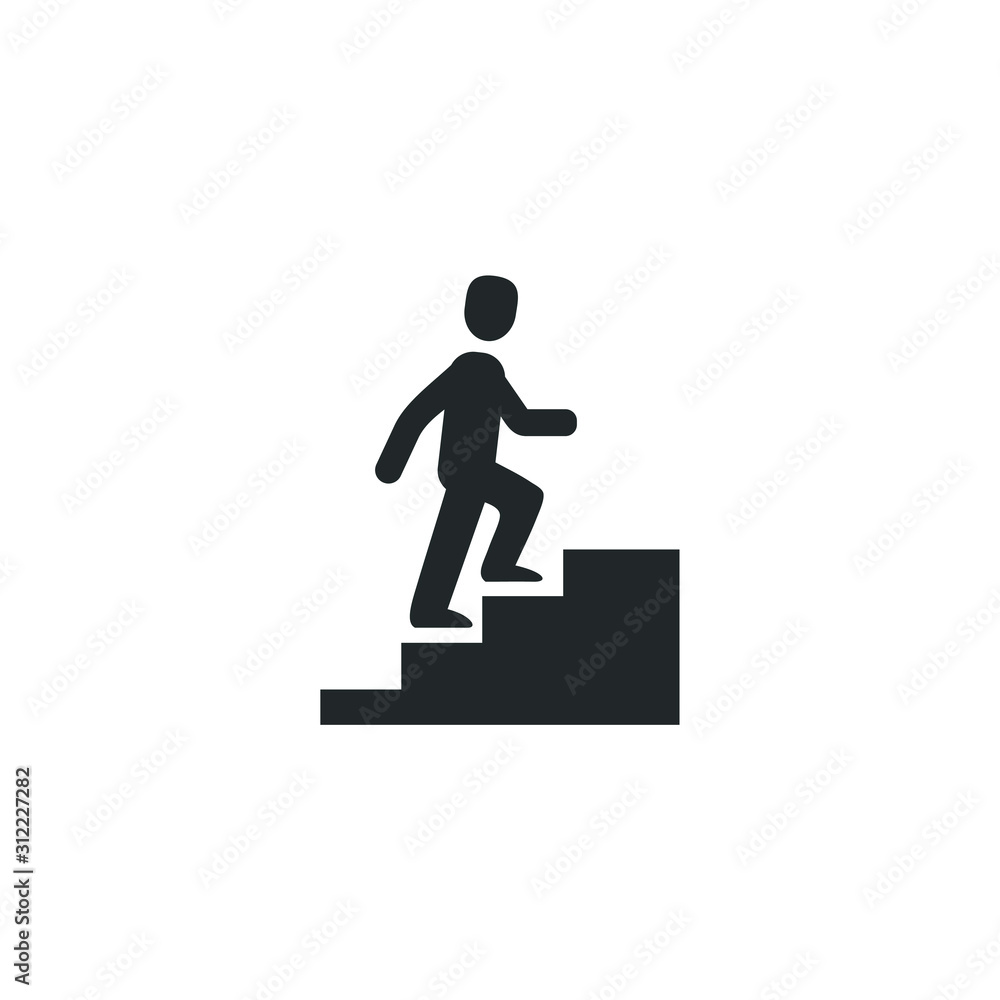 Walk Up Stairs icon template color editable. Man on Stairs going up symbol vector sign isolated on white background illustration for graphic and web design. Walk Up Stairs icon template color editable. Man on Stairs going up symbol vector sign isolated on white background illustration for graphic and web design.