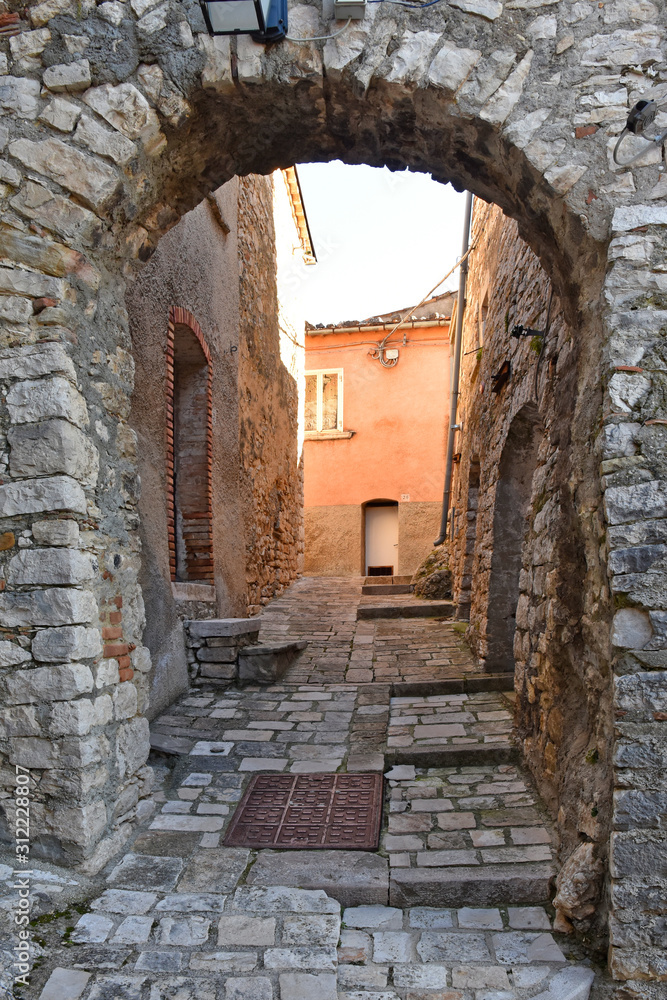 Castropignano, Italy, 12/24/2019. The arched entrance into a medieval village