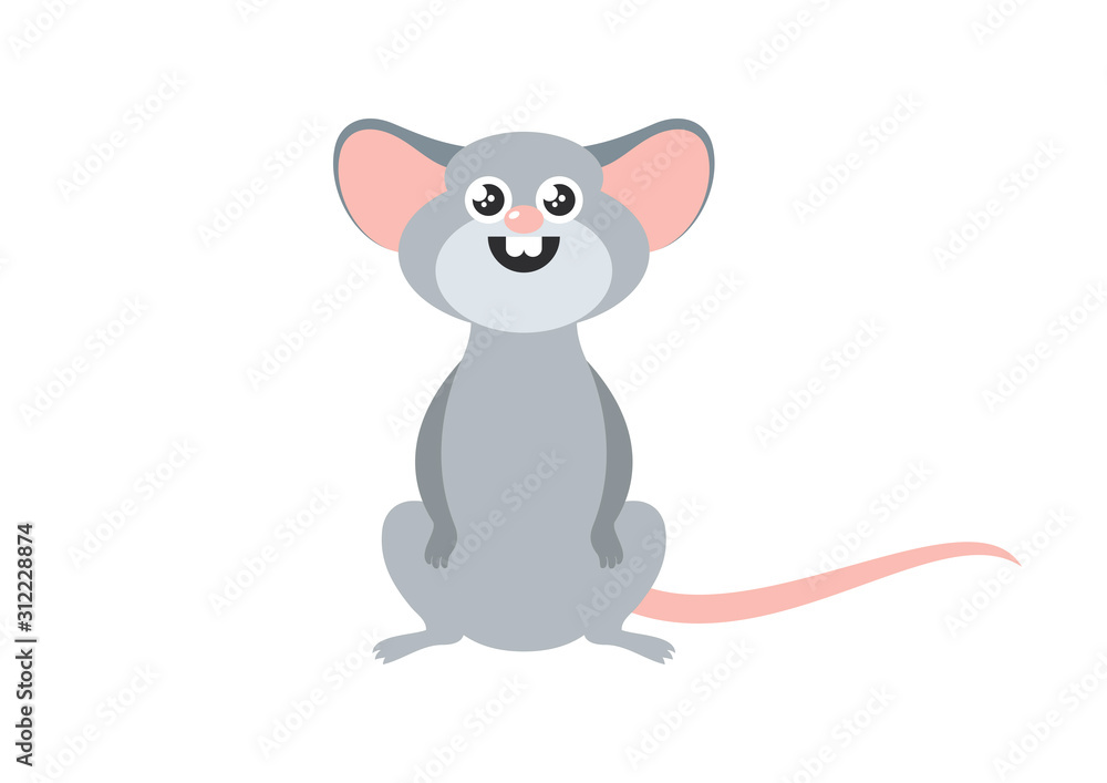 Cute gray mouse icon vector. Cute rat isolated on white background. Adorable rat cartoon character. Cheerful mouse cartoon character Cute gray mouse icon vector. Cute rat isolated on white background. Adorable rat cartoon character. Cheerful mouse cartoon character