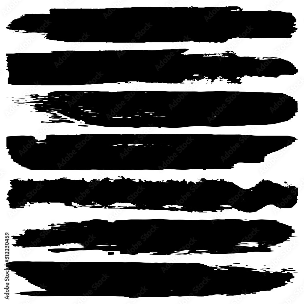 Collection of vector grunge brushes. Paint strokes with a dry brush. Abstract ink blots on a white background Collection of vector grunge brushes. Paint strokes with a dry brush. Abstract ink blots on a white background